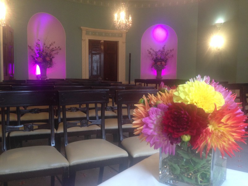 Led Uplighting Hire for a Wedding Ceremony at 28 Portland Place, London