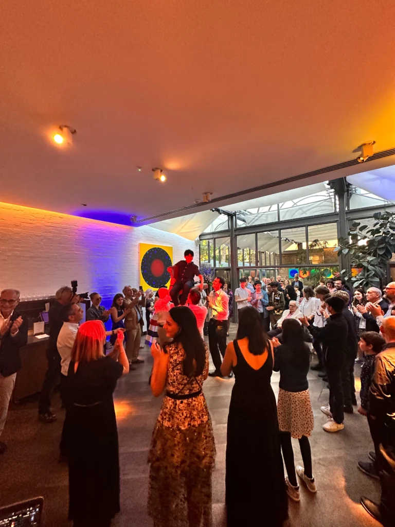Bar Mitzvah hora celebration with guests dancing and uplifting the atmosphere.