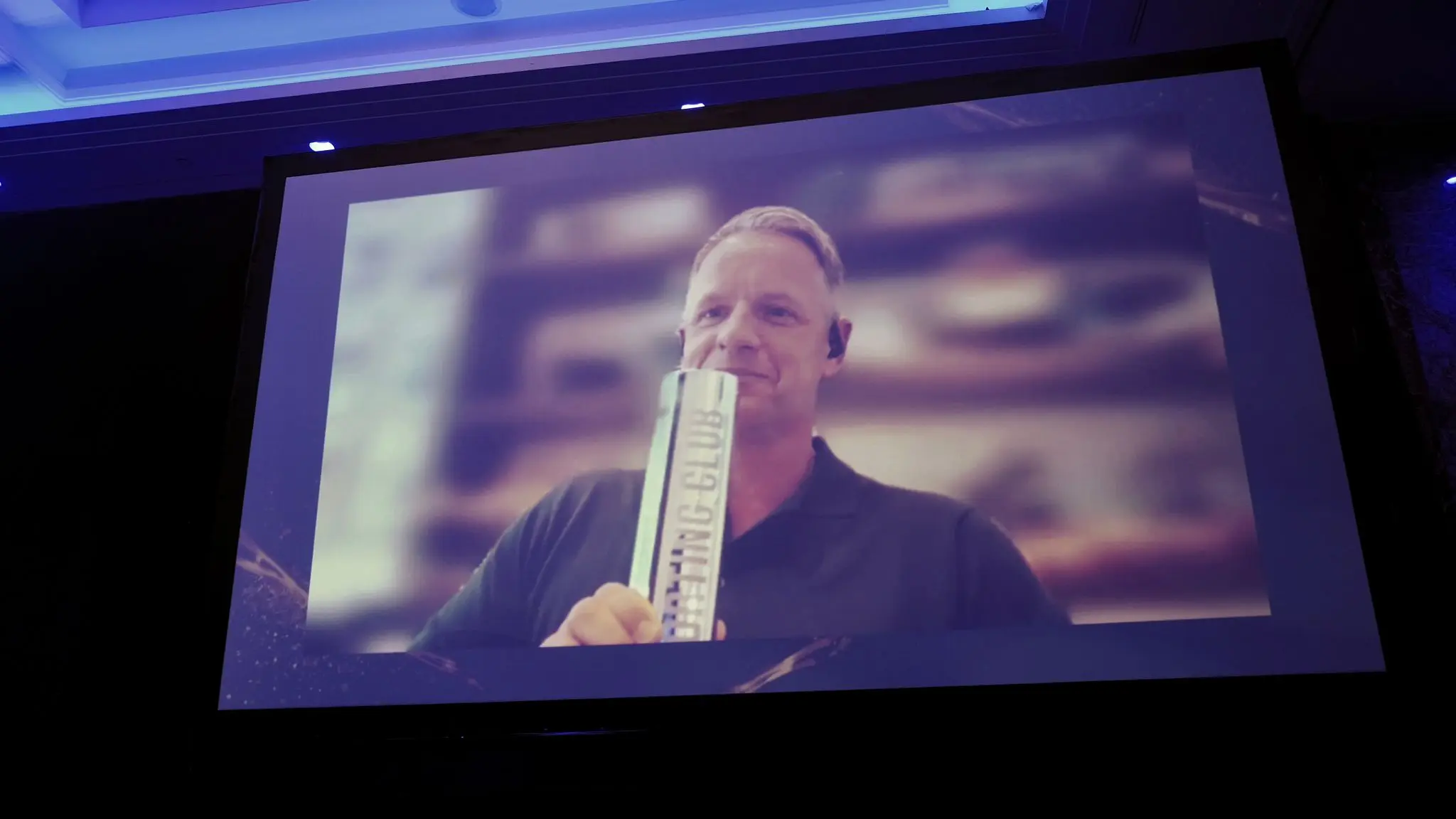 Hybrid conferencing setup with live award acceptance at Sporting Club awards event in London