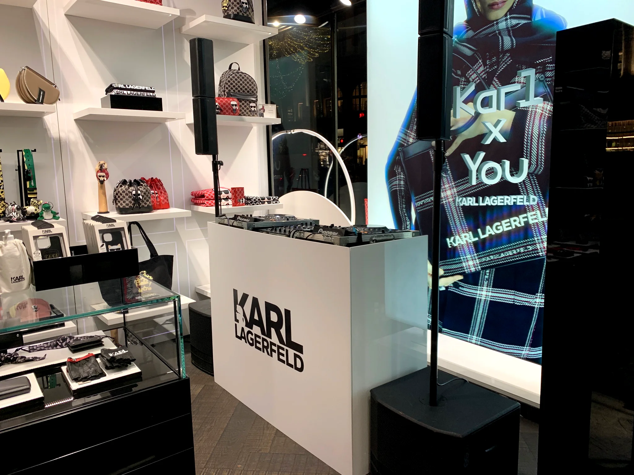 Karl Lagerfeld in-store DJ booth and sound system setup for retail activation in London