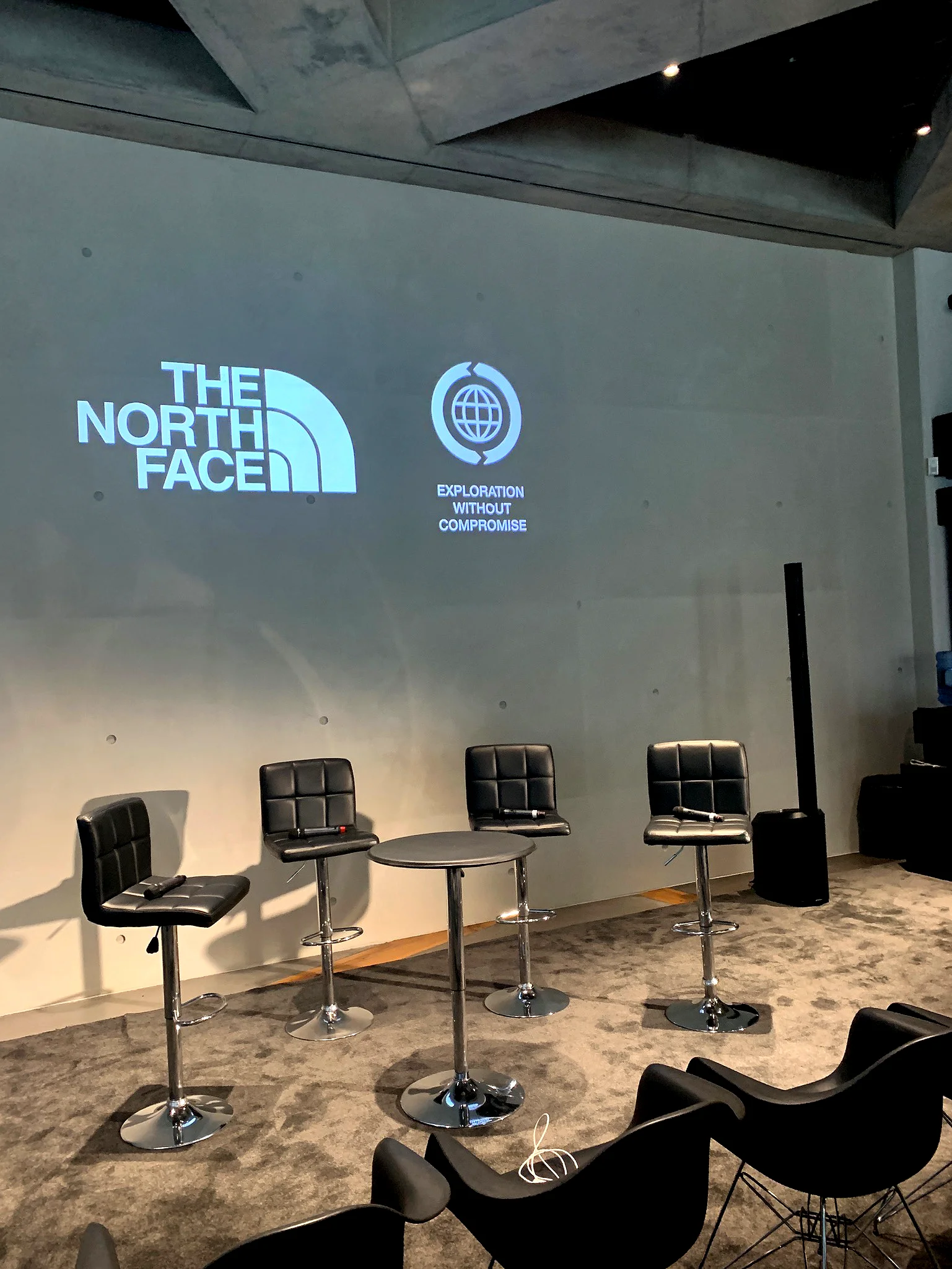 AV production, panel talk setup and gobo logo projection for The North Face London event