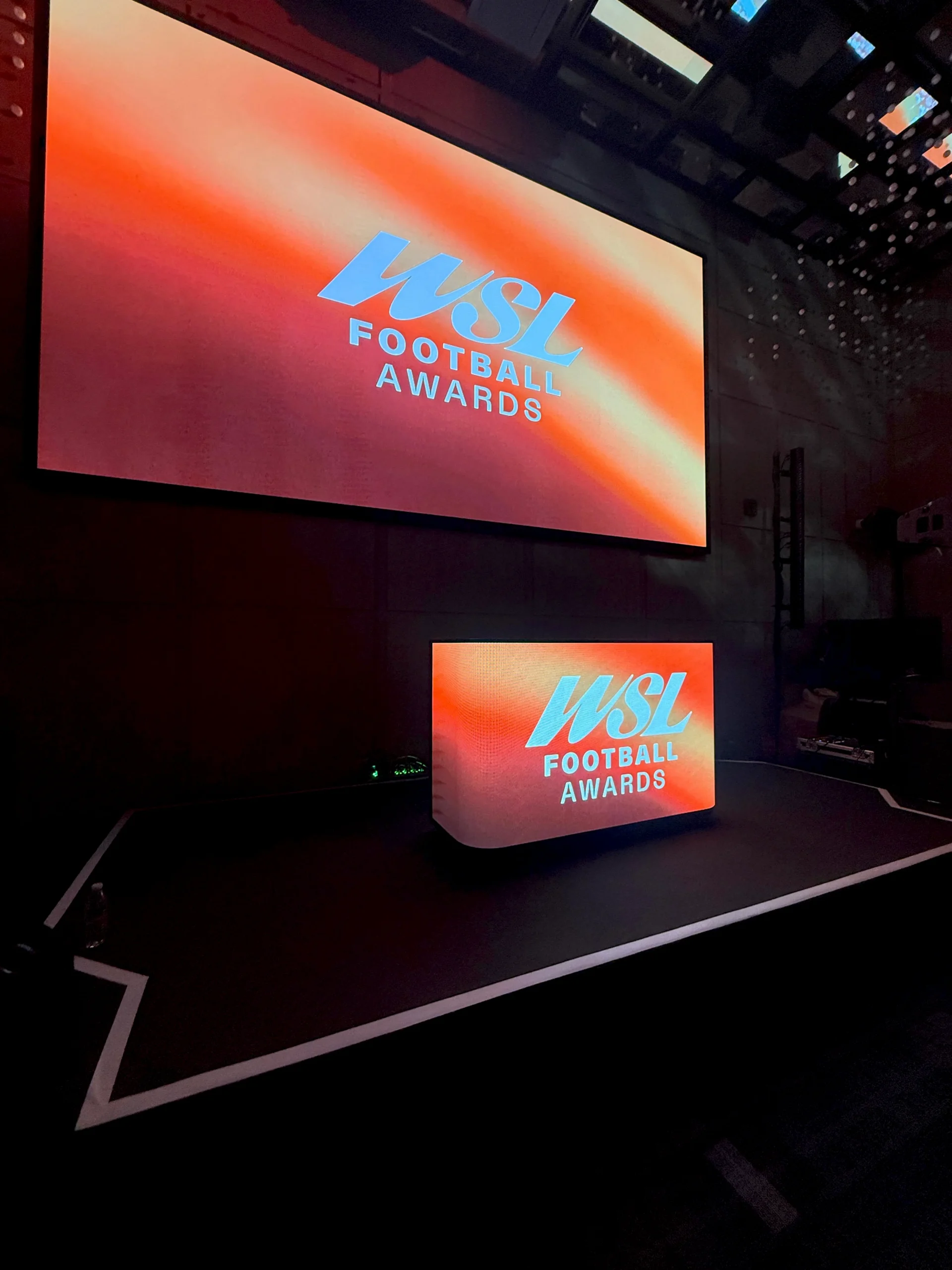 Branded DJ booth and LED screen at the WSL Football Awards